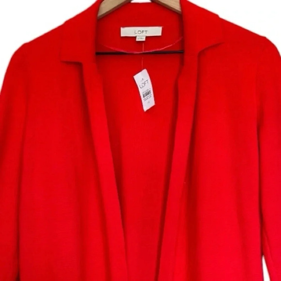 Lift Long Sleeve Cotton Open Front Cardigan Sweater Red  XS - Picture 4 of 7